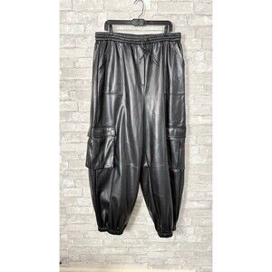 Nasty Gal Women's Black Joggers Leather Jogger Pants Size 14